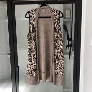 Chico's Leopard Print Sleeveless open front Cardigan Lagenlook Animal 2 L